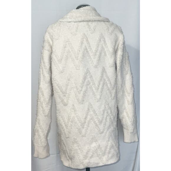 Anthropologie Shirt Jacket Medium Shacket Zig Zag Button Down Oatmeal Color - Picture 3 of 11